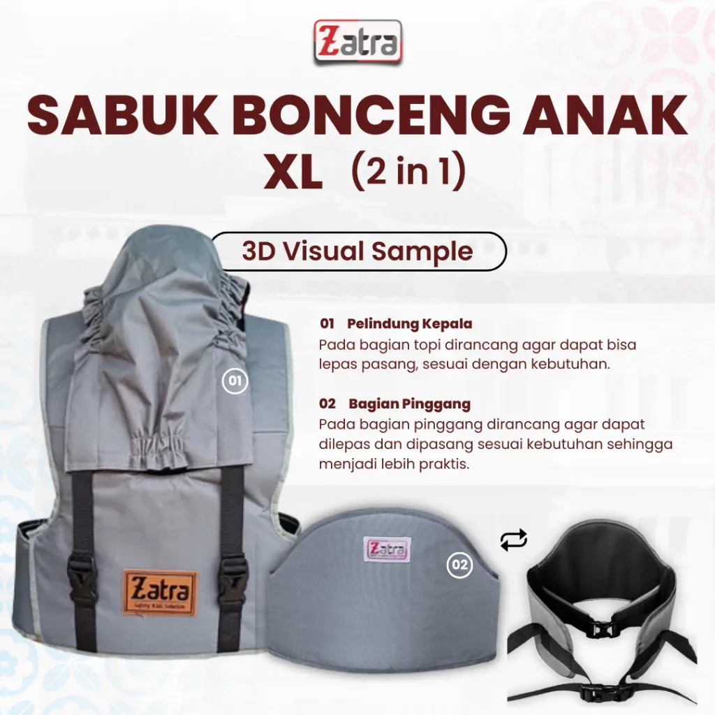 ZATRA Sabuk Bonceng Anak XL 2in1 Dengan Topi #2