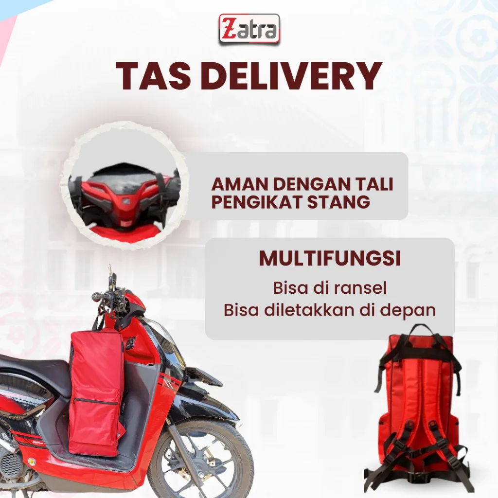 ZATRA Tas Delivery Tas Kurir Ransel Tas Motor Touring Free Raincover #5